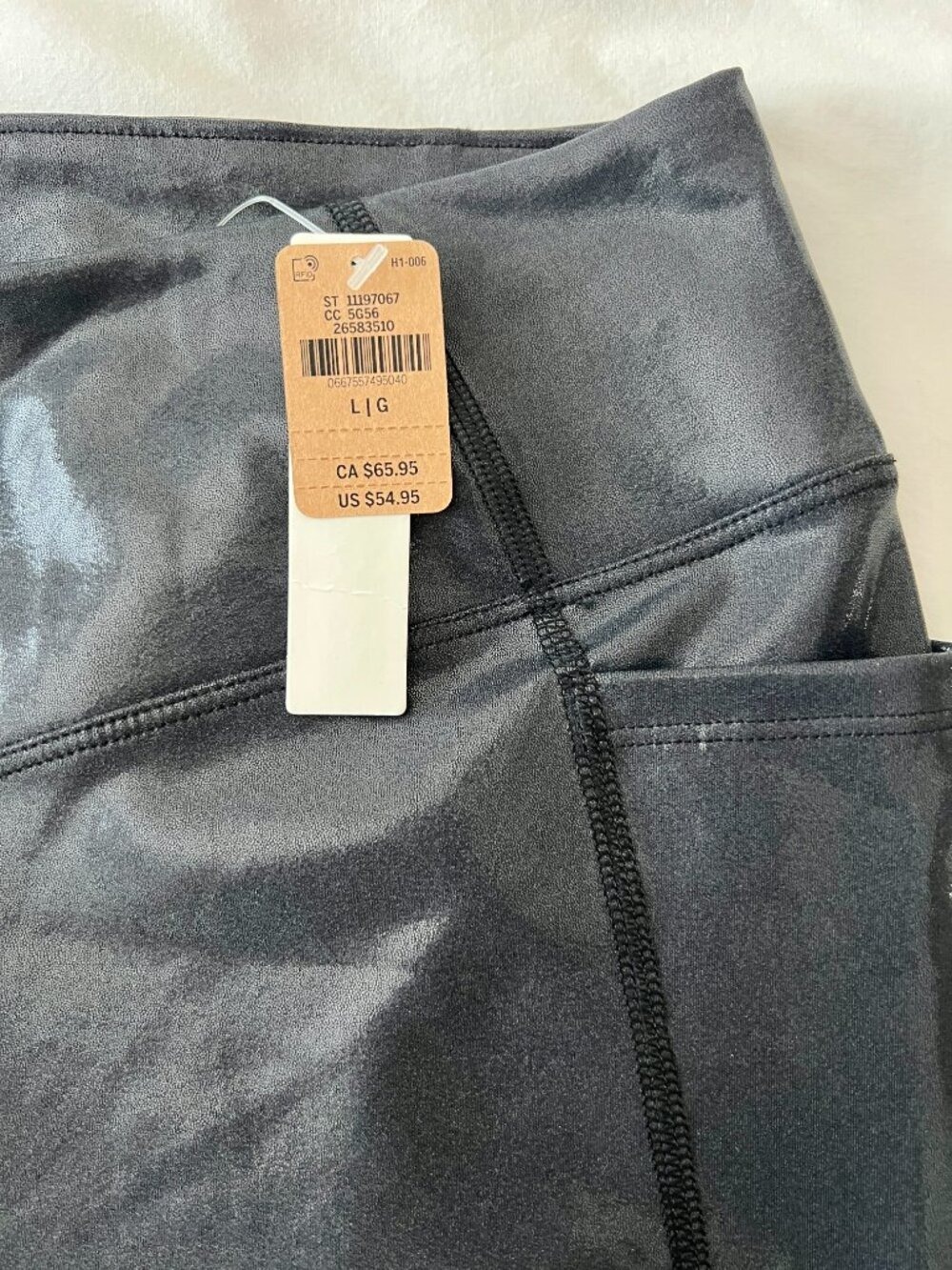 Victoria's Secret PINK Ultimate High-Waist Pure Black Shine Leggings NWT Size Lg - Picture 4 of 6